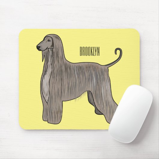 Tapis De Souris Illustration d'un chien hound afghan (Avec souris)