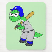 Tapis De Souris Illustration D'Un Joueur De Baseball Brontosaurus. (Devant)