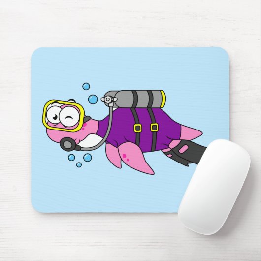 Tapis De Souris Illustration D'Un Loch Ness Monster Scuba Diver. (Avec souris)