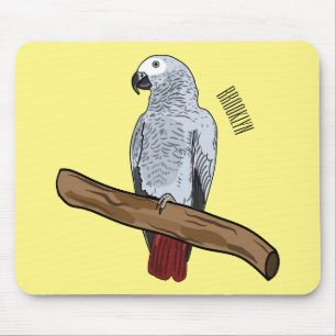 Tapis De Souris Illustration d'un perroquet gris en Afrique
