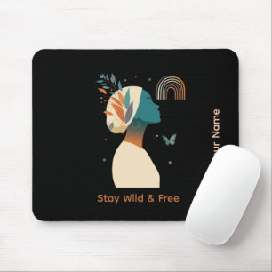 Tapis De Souris Illustration élégante de profil féminin sarcelle e