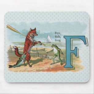 Tapis De Souris Illustration fantaisiste de renard et de grenouill