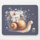 Tapis De Souris Illustration Floral Pastel du mignon Snail Mail (Devant)