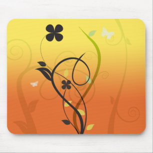Tapis De Souris Illustration florale du coucher du soleil