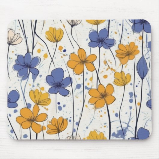 Tapis De Souris Illustration florale, fleurs sauvages abstraits, m (Devant)