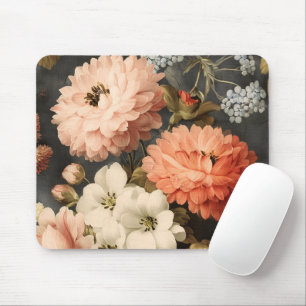 Tapis De Souris Illustration florale vintage avec fleurs mélangées