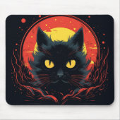 Tapis De Souris Illustration graphique de l'Halloween en chats noi (Devant)