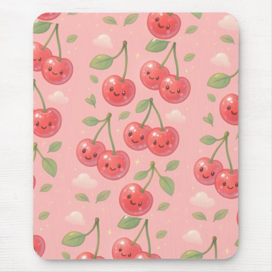 Tapis De Souris Illustration joyeuse de Kawaii Cherry Motif (Devant)