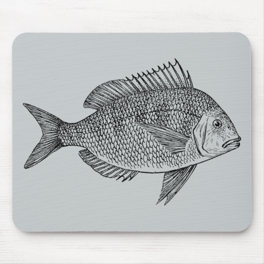 Tapis De Souris Illustration marine de poisson vintage (Devant)
