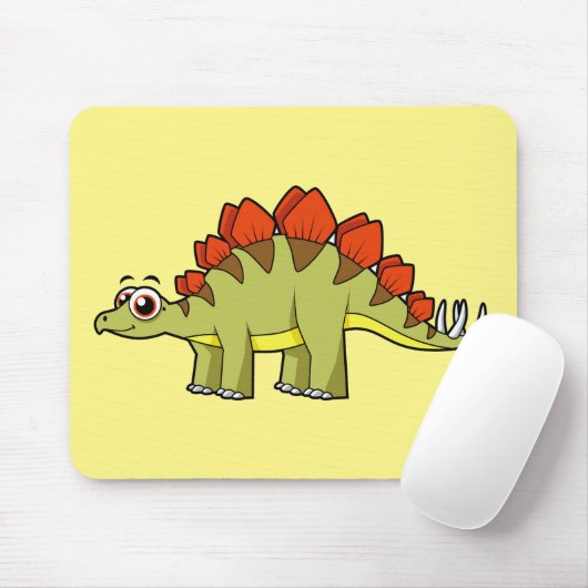 Tapis De Souris Illustration Mignonne D'Un Stegosaurus Dinosaure. (Avec souris)