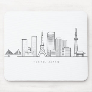 Tapis De Souris Illustration minimaliste de la skyline de Tokyo