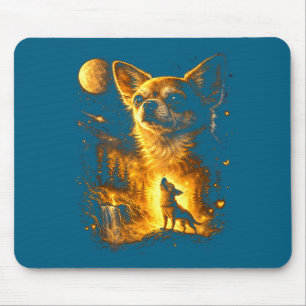 Tapis De Souris Illustration mystique de Chihuahua rigolo hurlant