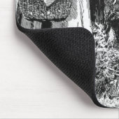 Tapis De Souris Illustration noir blanc crâne rouge à cheval Wolf (Coin)