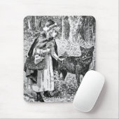 Tapis De Souris Illustration noir blanc crâne rouge à cheval Wolf (Avec souris)