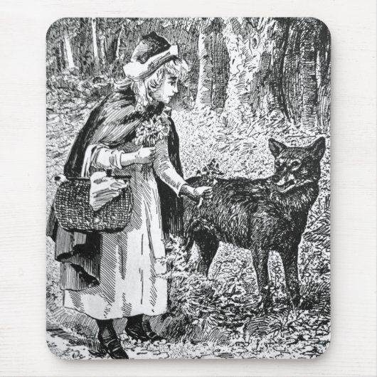 Tapis De Souris Illustration noir blanc crâne rouge à cheval Wolf (Devant)