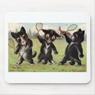 Tapis De Souris Illustration noire de trois chats de tennis par