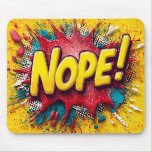 Tapis De Souris Illustration Pop Art avec un 'NON' jaune gras