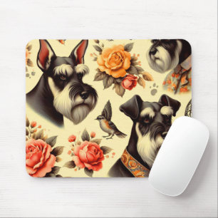 Tapis De Souris Illustration Retro Cute Schnauzer