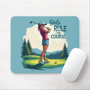 Tapis De Souris Illustration Rétro de Golf : Les Filles Dominent l