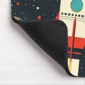 Tapis De Souris Illustration Retro Space Rocket (Coin)