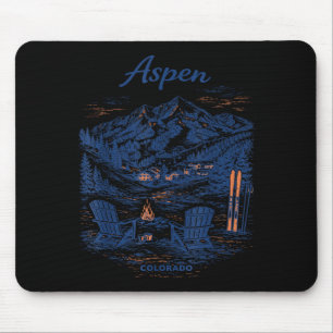 Tapis De Souris Illustration Scénique de Voyage Vintage à Aspen Co