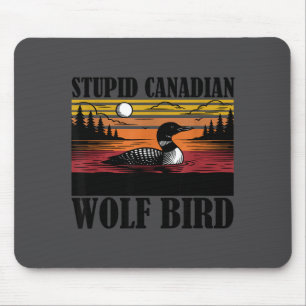 Tapis De Souris Illustration stupide de loon d'oiseau de loup cana