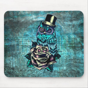 Tapis De Souris Illustration texturisée colorée de hibou sur la