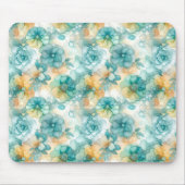 Tapis De Souris Illustration turquoise de l'encre d'alcool jaune (Devant)