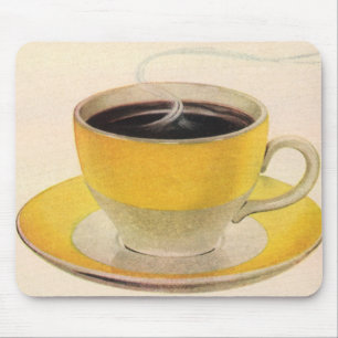 Tapis De Souris Illustration vintage café dans une tasse jaune
