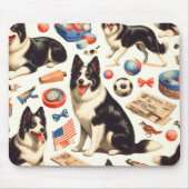 Tapis De Souris Illustration vintage Collie Bordure (Devant)