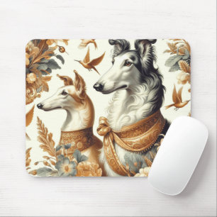 Tapis De Souris Illustration vintage de Chien de Borzoi