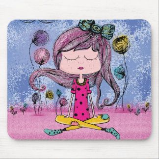 Tapis de souris illustration yoga fille mignonne