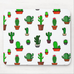 Tapis De Souris Illustrations de cactus mignons sur fond blanc