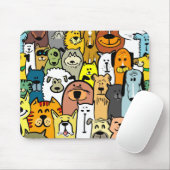 Tapis De Souris Illustrations de Chiens et Chats Animés (Avec souris)