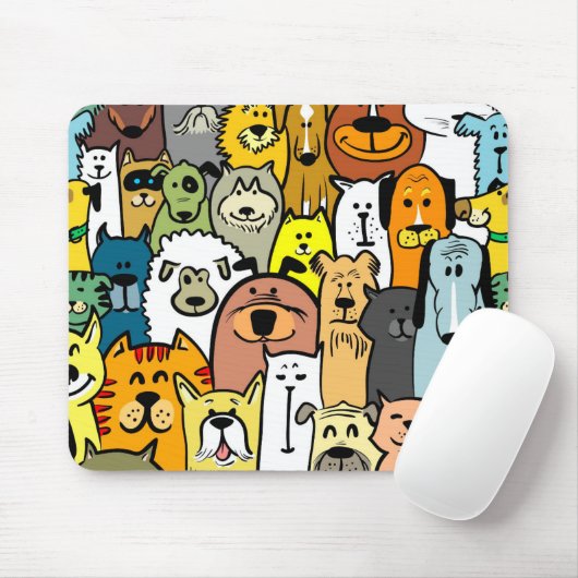 Tapis De Souris Illustrations de Chiens et Chats Animés (Avec souris)