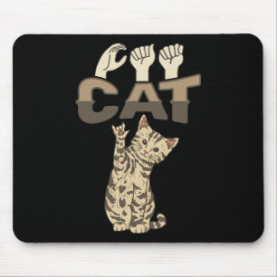 Tapis De Souris ILY Cat ASL Geste main sourde perte d'audition
