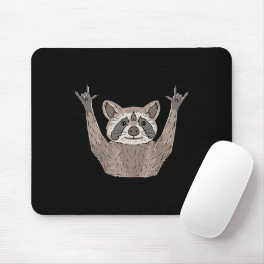 Tapis De Souris ILY Raccoon ASL Gesture mains sourdes Perte auditi (Avec souris)