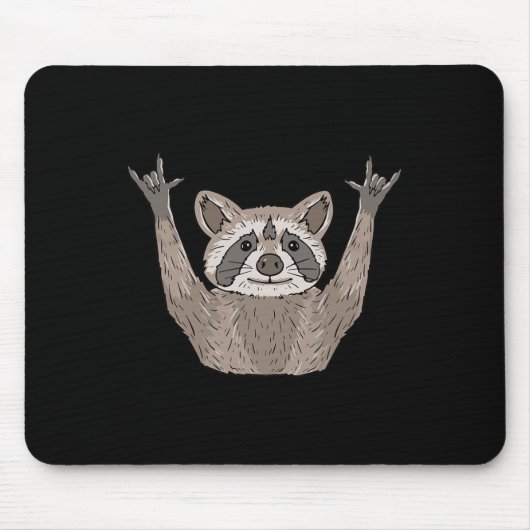 Tapis De Souris ILY Raccoon ASL Gesture mains sourdes Perte auditi (Devant)