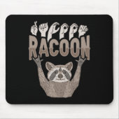 Tapis De Souris ILY Racoon ASL Geste MAIN Sourde Perte auditive Aw (Devant)