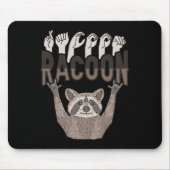 Tapis De Souris ILY Racoon ASL Geste MAIN Sourde Perte auditive Aw (Devant)