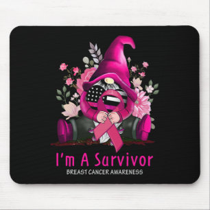 Tapis De Souris I'm A Survivor Gnome Pink Ribbon Breast Cancer Awa