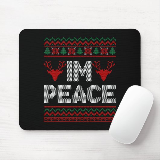 Tapis De Souris I'm Peace Couple Matching Christmas Ugly Sweater (Avec souris)