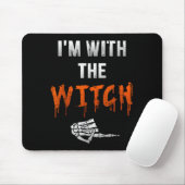 Tapis De Souris I'm With Witch Skeleton Hand Funny Halloween Husba (Avec souris)