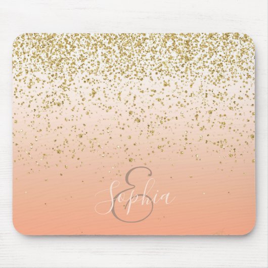 Tapis De Souris Image de dégradé de bleus de confetti en faux or (Devant)