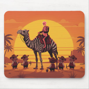 Tapis De Souris Image Fantastique d'un Squelette à Cheval sur un C