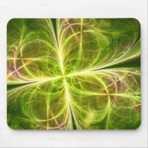 Tapis De Souris Imaginaire Abstrait Quatre Feuilles Vert Jaune Clo