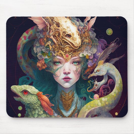 Tapis De Souris Imaginaire Art Dragon Goddess Queen (Devant)