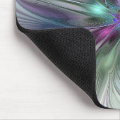 Tapis De Souris Imaginaire coloré Abstrait Fleur fractale moderne (Coin)