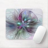 Tapis De Souris Imaginaire coloré Abstrait Fleur fractale moderne (Avec souris)