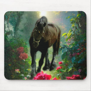 Tapis De Souris Imaginaire de cheval friésien de beauté noire - Pa